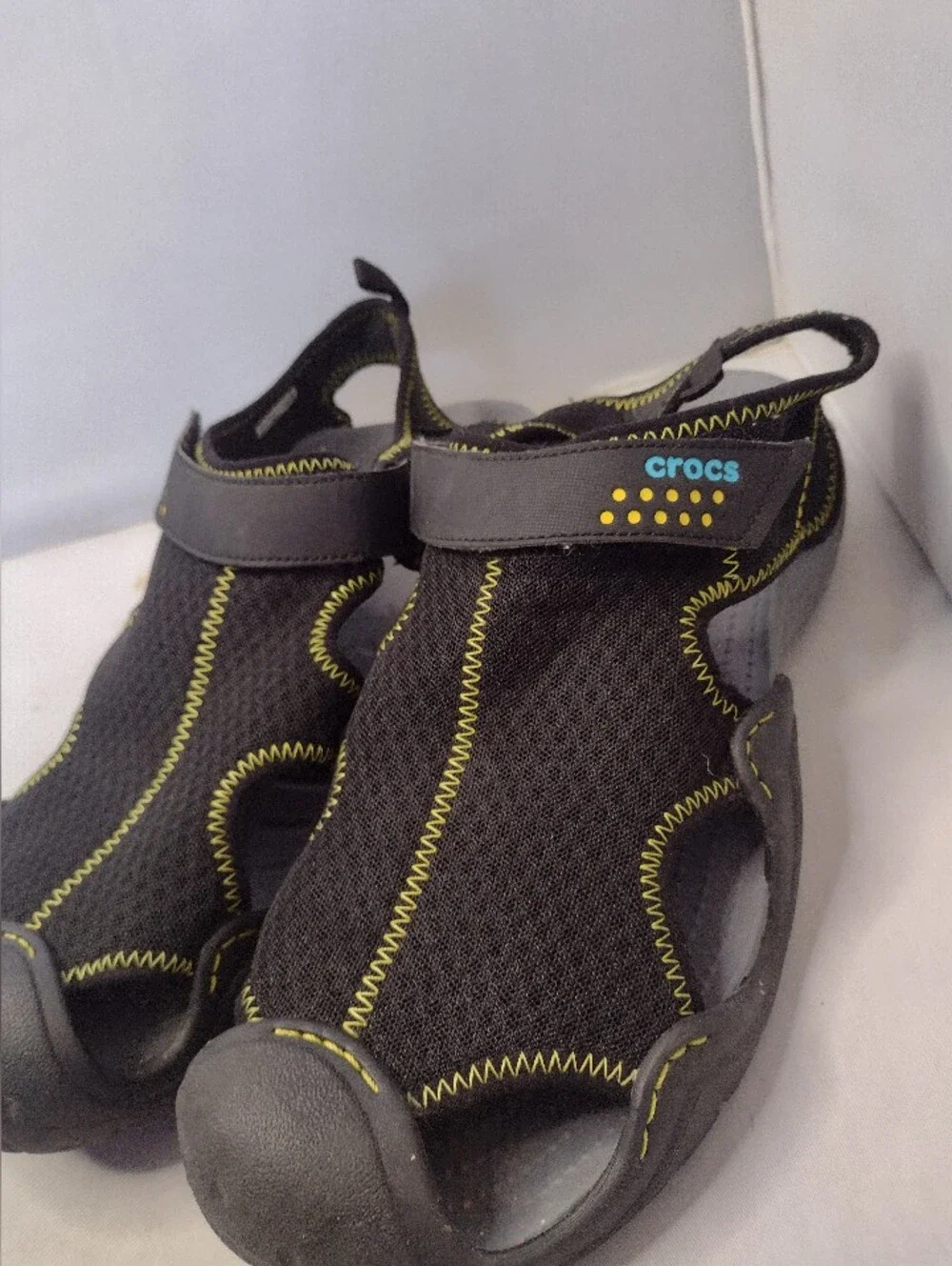 Crocs Men's Size 13 Black SwiftWater Mesh Fisherman Deck Sandals Water Shoes U